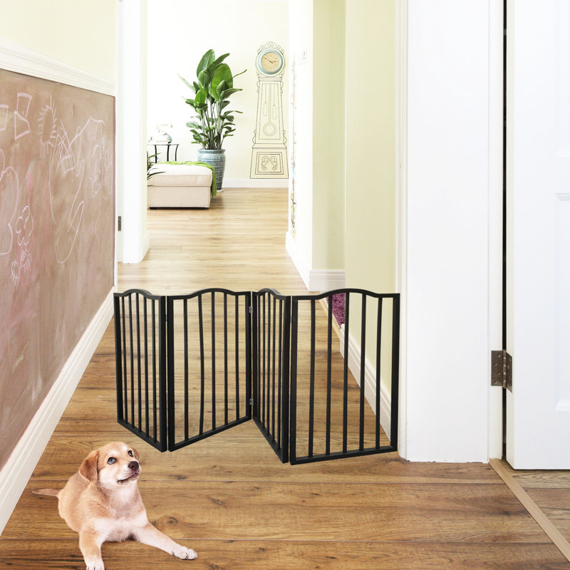 Barrière pour animaux autoportante brun foncé - pliante pour les portes qui maintient une maison propre et ordonnée