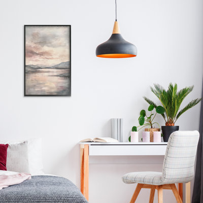 Cloud Covered Lake Landscape Framed Giclee, design by Petal Prints Design