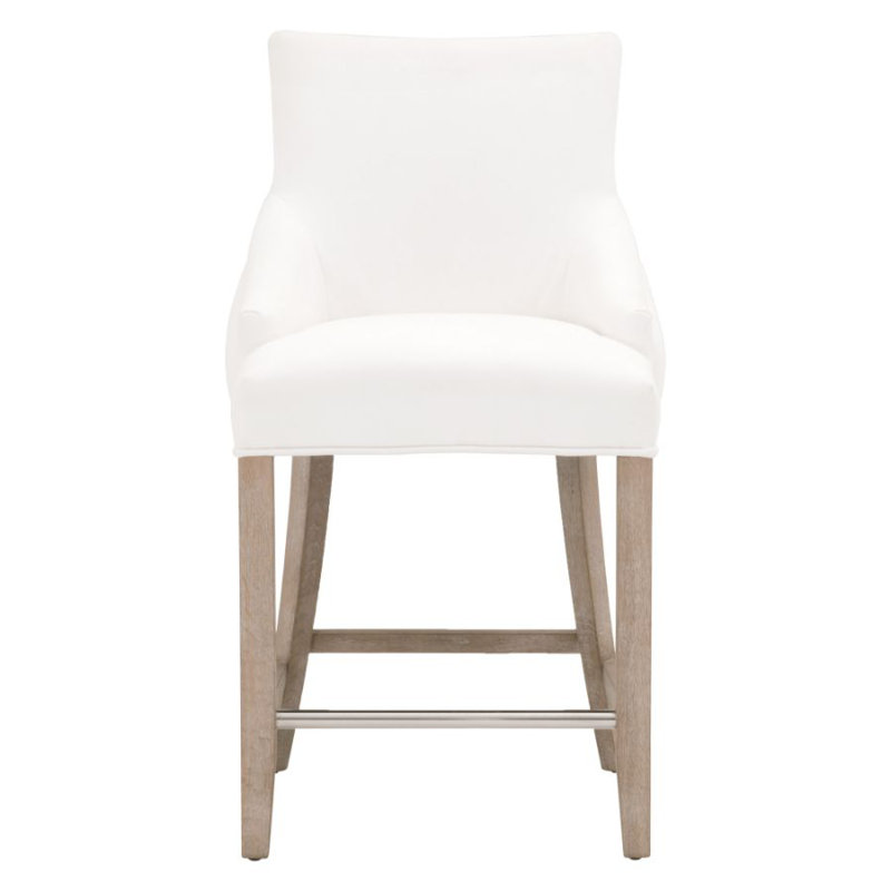 Tabouret de bar et de comptoir Tennyson, Tabouret de comptoir (siège d'une hauteur de 26 p, Blanc / beige