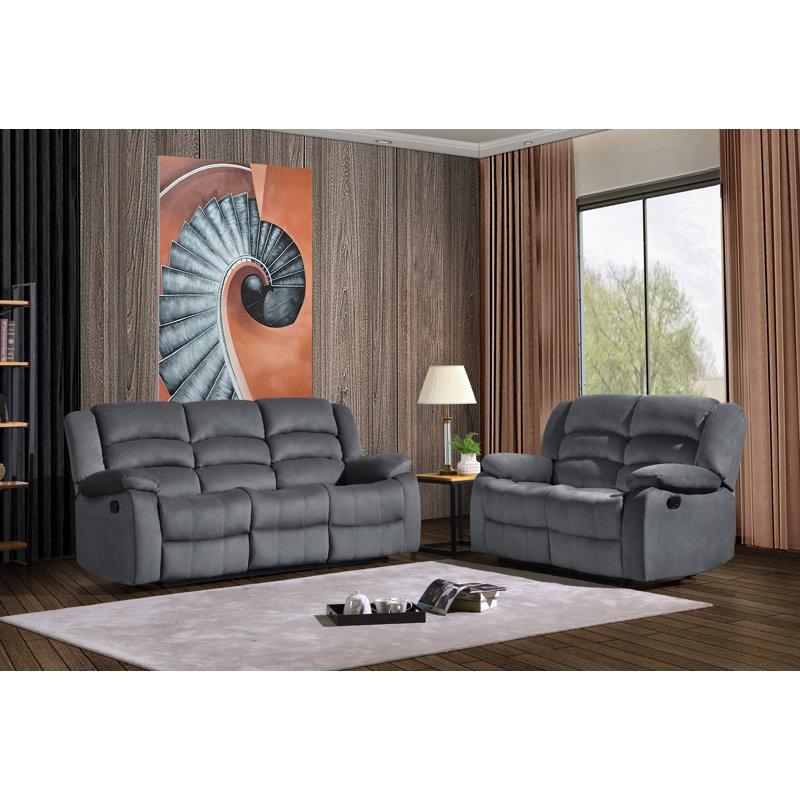 Ensemble de salon 2 pièces inclinable, gris