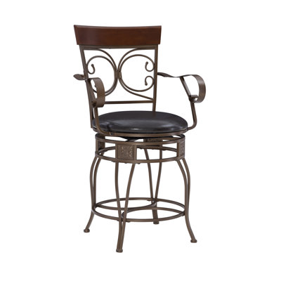 Lowry Swivel Upholstered Counter Stool with Iron Frame