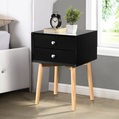 2 tables d'appoint de salon de style Mid-Century avec pieds en bois d'hévéa