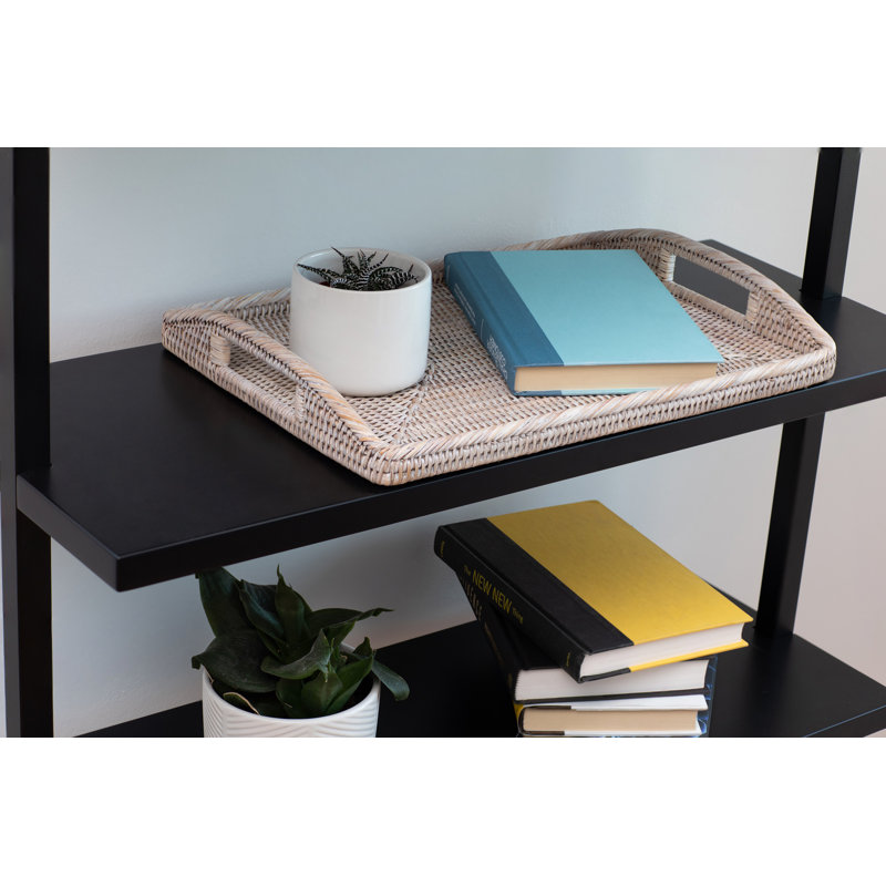 Ilonka Grayton Rectangular Ottoman With High Handles Serving Tray, White Wash, 1" H x 17" W x 12" D