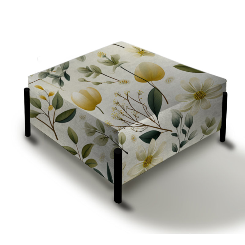 Botanical Neutrals Boho Motif II - Grand repose-pieds carré Boho