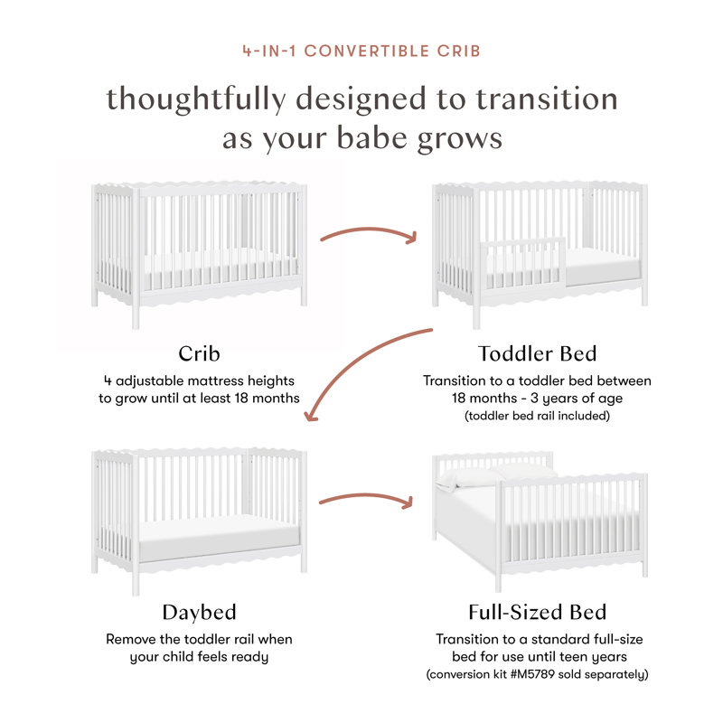 Swell 4-in-1 Convertible Crib, White