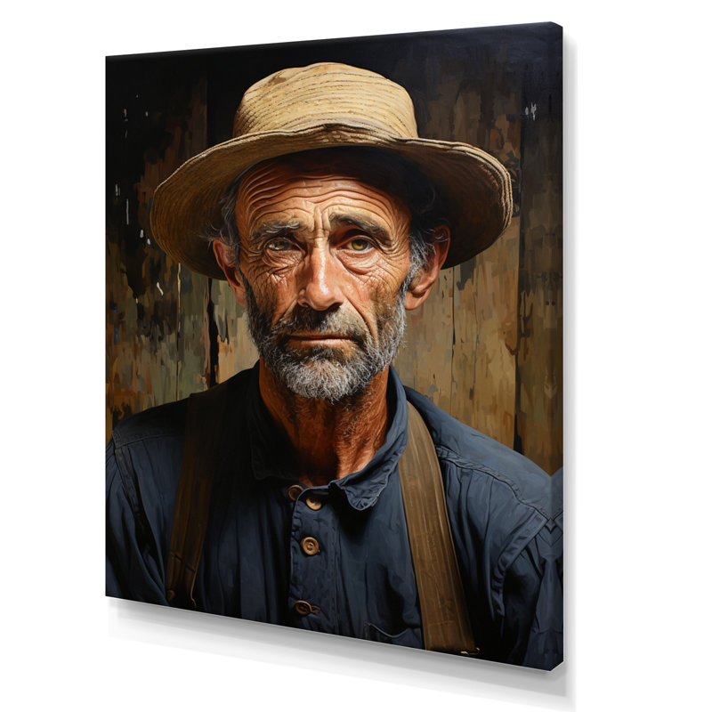 «Farmhouse Farmer Portraits Ii I», reproduction d'art sur toile, H 32 po x l 16 po x P 1 po, Toile tendue