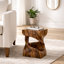 Table d'appoint moderne en bois sculptural moderne pour le décor du salon - Table de bout étroite pour la chambre à coucher, le canapé ou les petits espaces - Brun