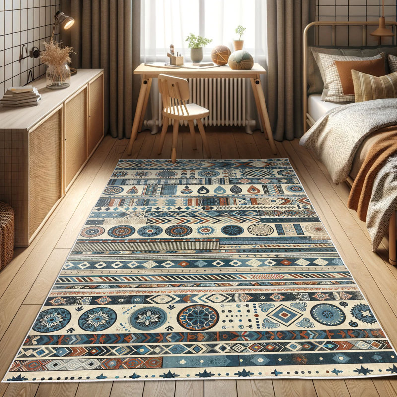 Machine Printed 114cm X 69cm Area Rug