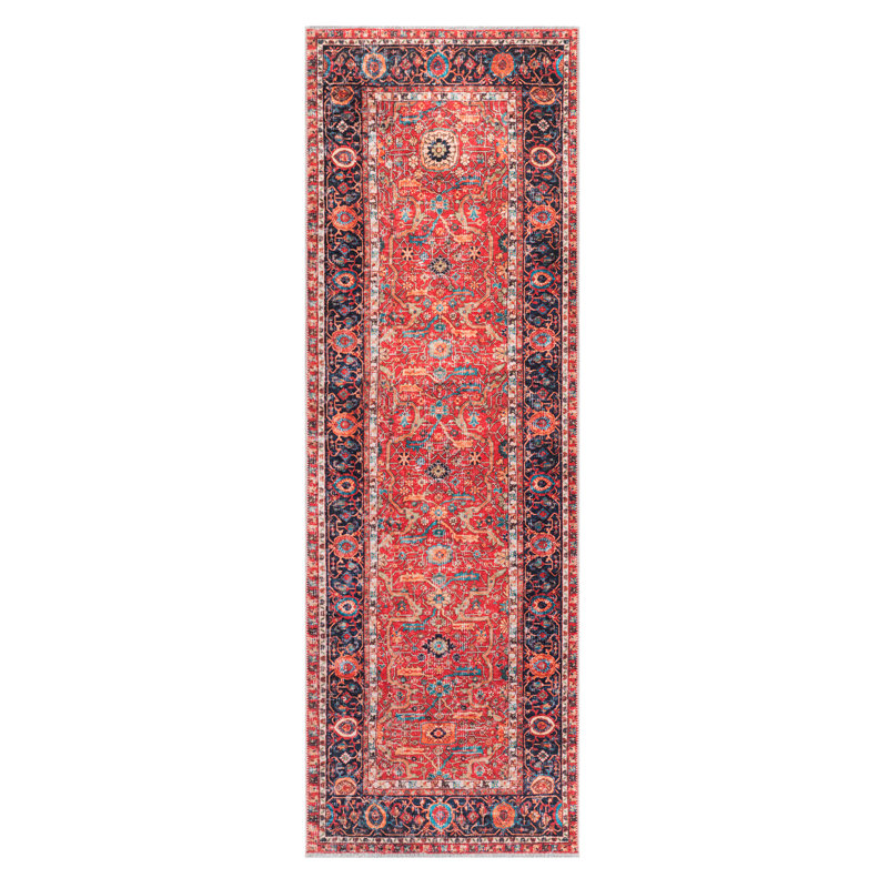 Tapis oriental en chenille tissé à la machine Melverine, Tapis de couloir 2 pi 6 po x 8 pi
