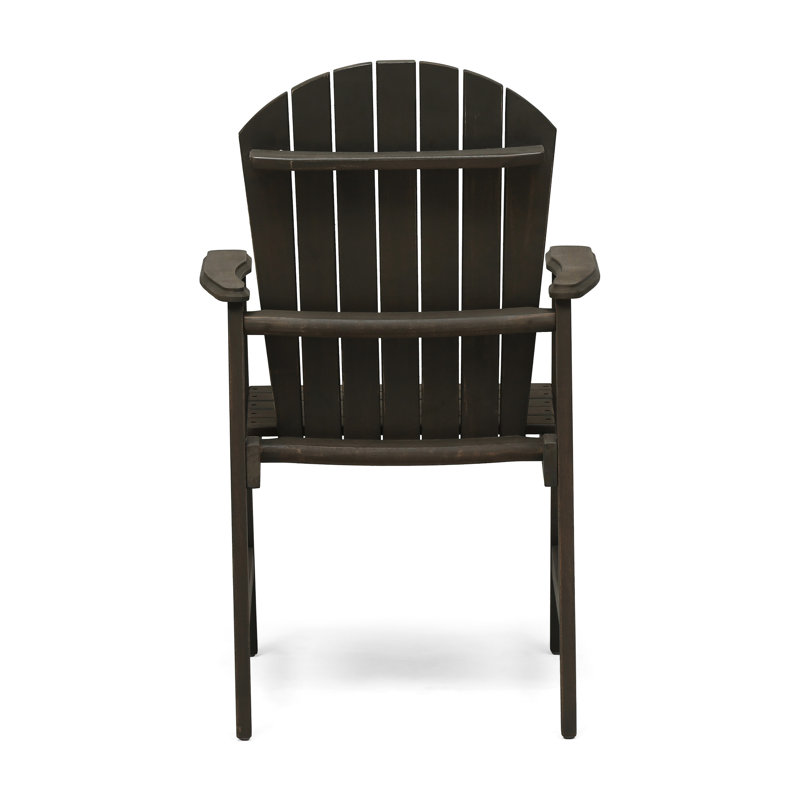 Chaise de patio d'extérieur en bois gris (de 2), Weather For Backyard 2, gris, Grey