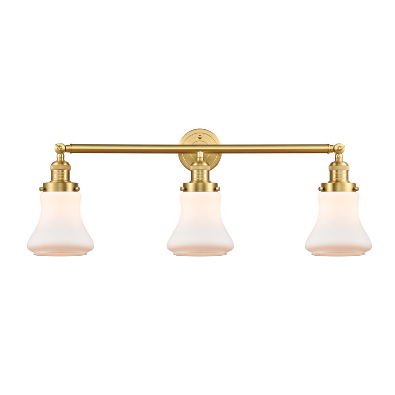 Edda 3 - Light Dimmable Vanity Light, 60 Watt Vintage Incandescent Bulb, Matte White, Satin Gold