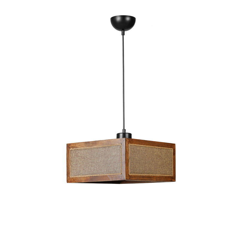 Chandle Chandelier, Walnut/Rattan/Black
