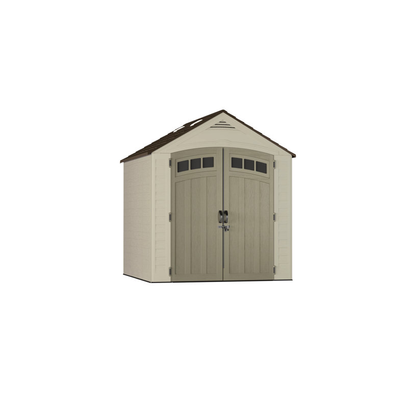 Beige 7x7 ft Resin Storage Shed with Windows