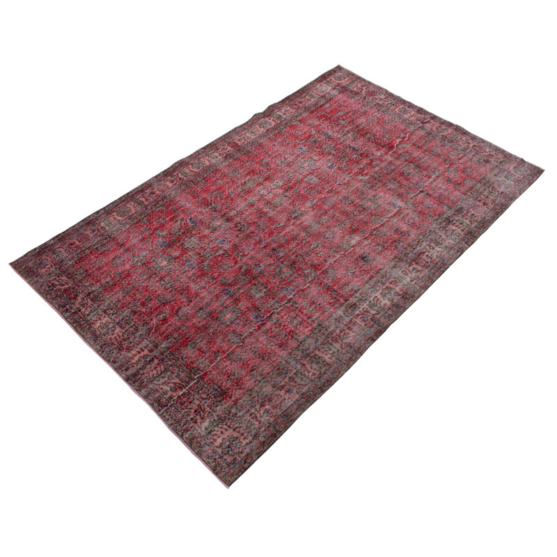 Tapis rouge foncé à transition de couleur 6 pi 8 po x 10 pi 4 po