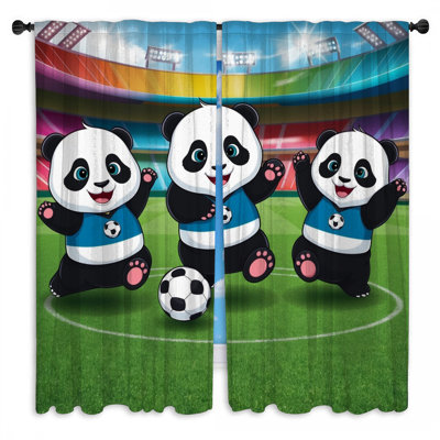 Caricature de rideaux de fenêtre panda Soccer