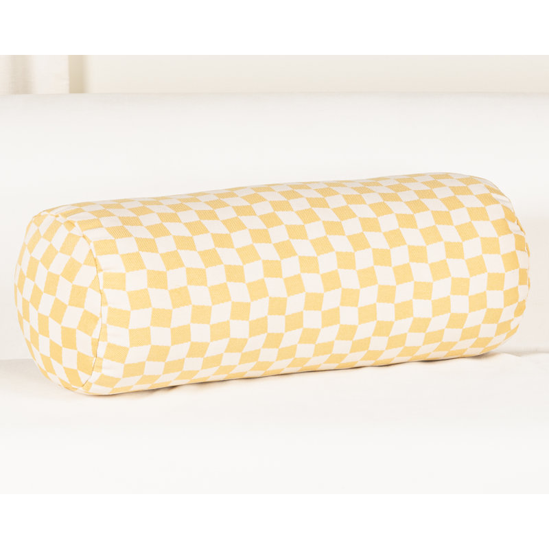 Coussin décoratif Terrace, Jaune, motif géométrique 2, Traversin H 8 po x l 21 po