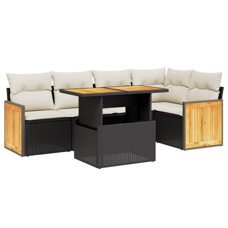 Ensemble de canapé de jardin Vidaxl noir, blanc crème