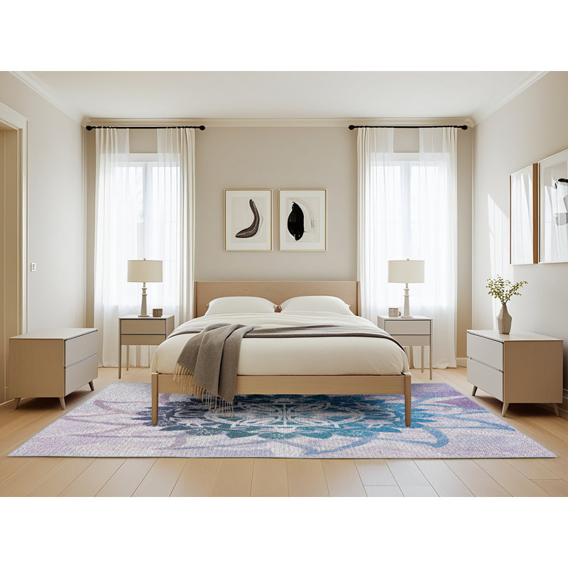 Tapis mauve/vert à tisser électrique, Rectangle 5 pi x 8 pi
