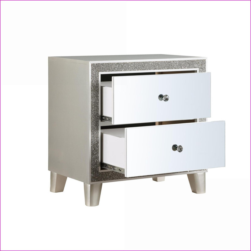 Table de chevet à miroir 2 tiroirs Sliverfluff