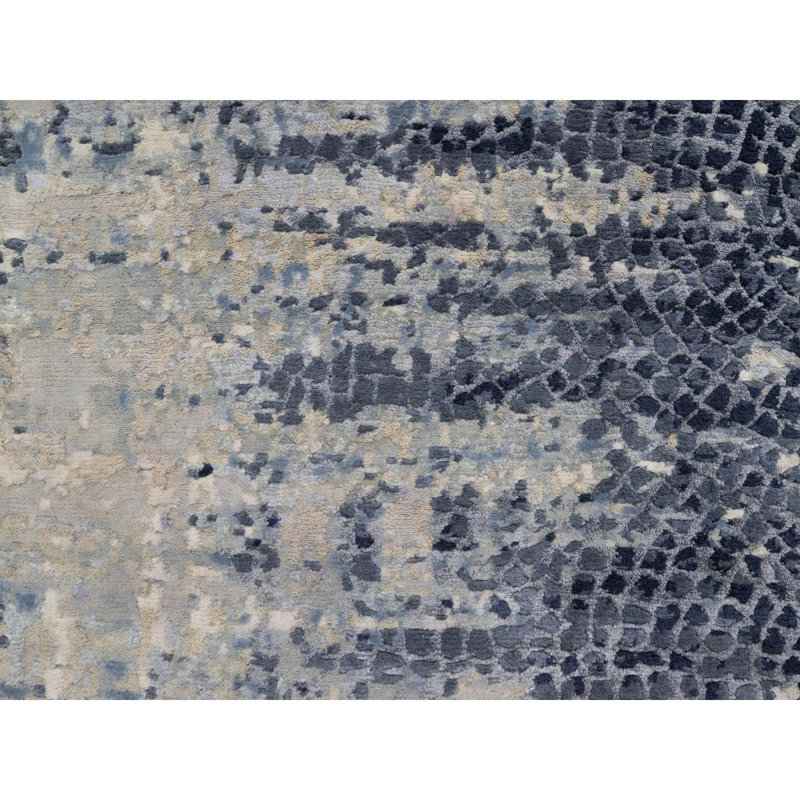 Tapis de couloir 2 pi 7 po x 8 pi gris moderne en laine et soie noué à la main 4A0CADEA539B4BAC80B276A7847C1EE4
