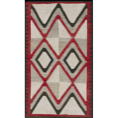 Antique Grey and Red Native American Navajo Flatweave Rug