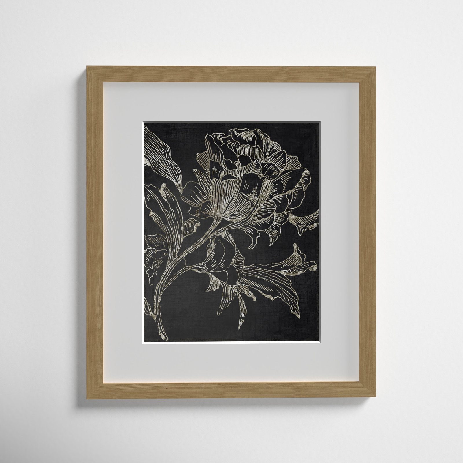 Golden Flower Folklore I by Asia Jensen - Picture Frame Graphic Art Print, Brown Framed, 15" H x 13" W
