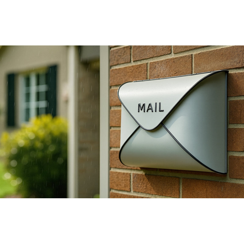 Envelope Mailbox, Off White With Black Tubing,