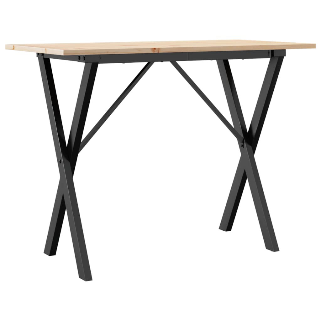 Vidaxl Dining Table Kitchen Dinner Table X-Frame Solid Wood Pine And Steel - Image 2