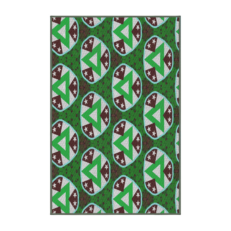 Vert géométrique/Tapis décoratif brun, Rectangle 4 pi x 6 pi