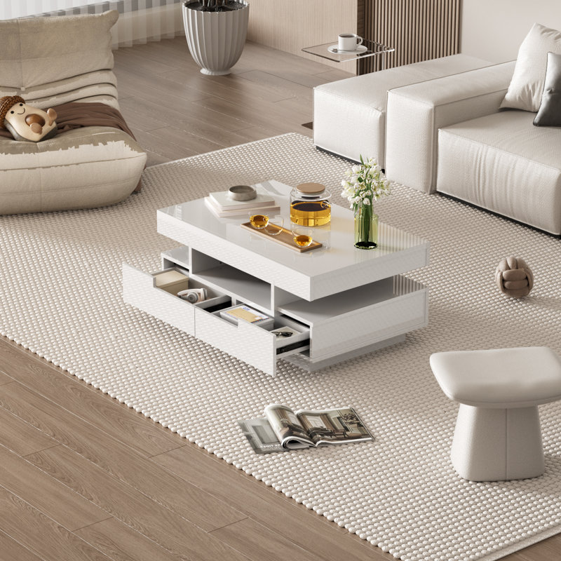 Coffee Table with Storage, White