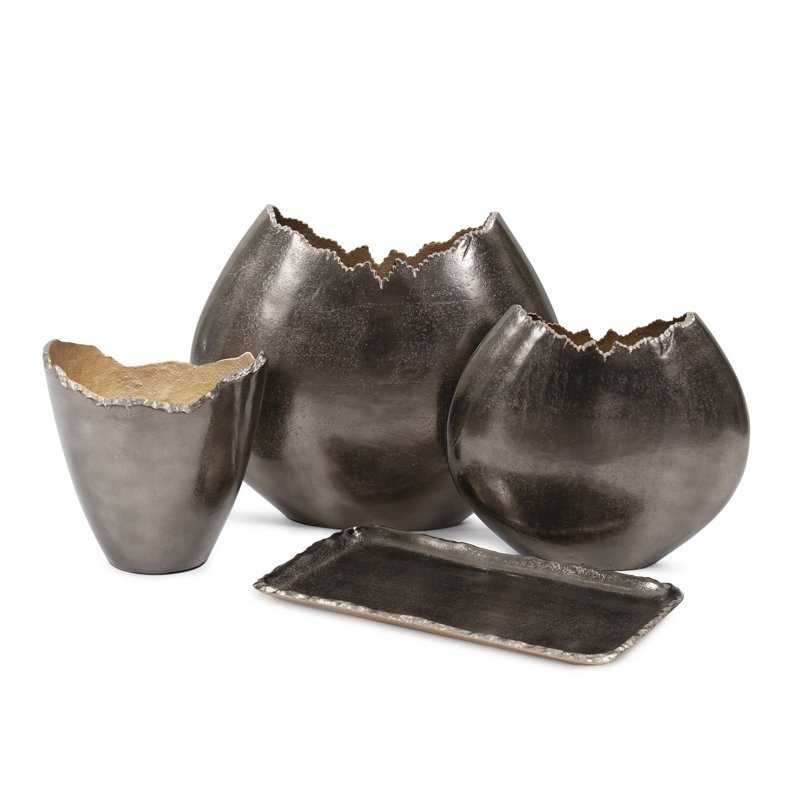 Baniff Jagged Edged Disc Vase- Medium, 13" H x 15.5" W x 5" D