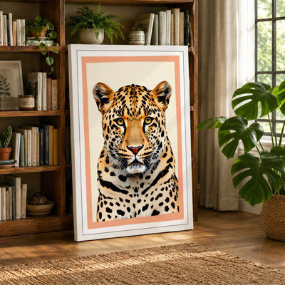 Leopard's Steady Gaze Modern - Wrapped Canvas