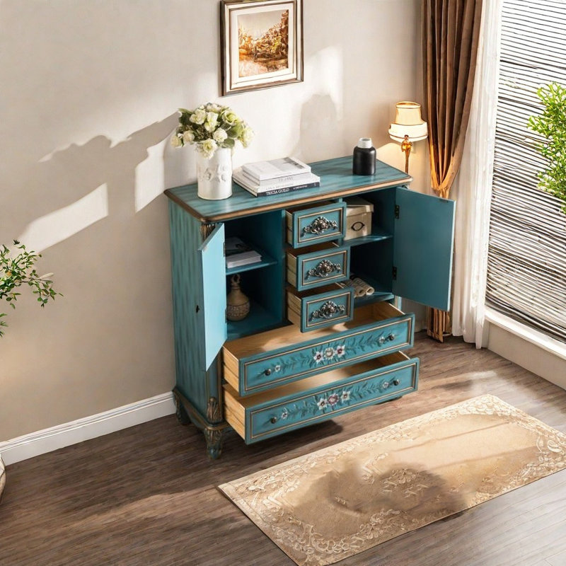 Retro multi-functional painted accent cabinet