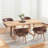 Modern Dining Room Accent Arm Chairs, Mid-Century Upholstered Fabric Chair with Solid Wood Legs-88310513