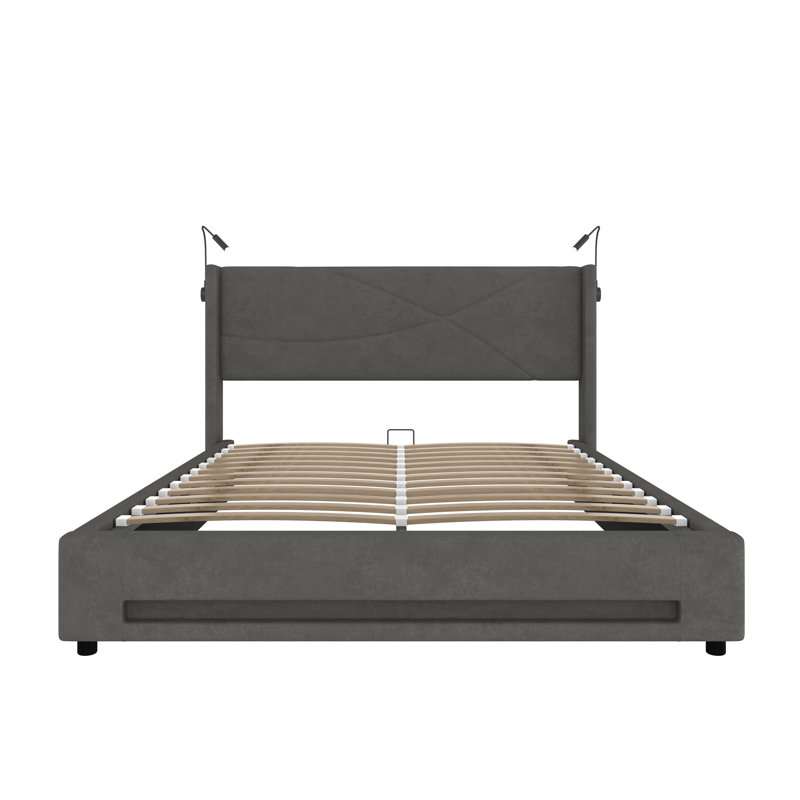 Upholstered Ottoman Storage Bed, Kingsize (5'), Dark Grey