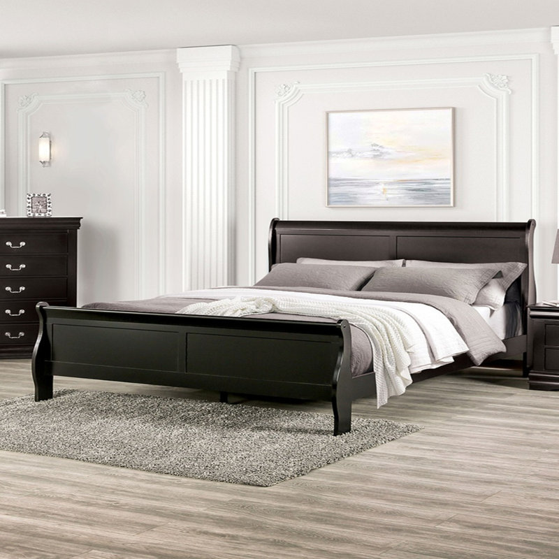 Lit avec pieds de support, style Louis Philippe, idéal pour les chambres élégantes et peu encombrantes, Lit simple