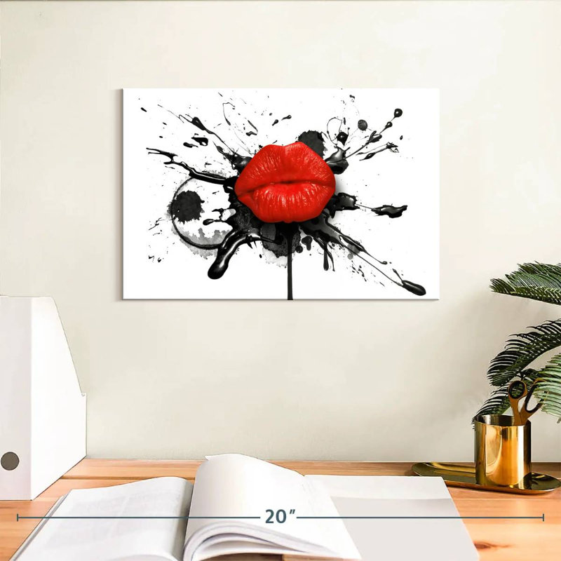 Smacking Red Lips, 8" H x 12" W