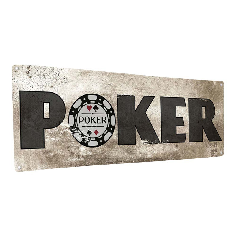 Panneau de poker en métal patiné, H 4,25 po x l 11,5 po