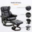Fauteuil inclinable, fauteuil de massage avec repose-pieds repose-pieds, 10 points de vibration, fauteuil inclinable pivotant à 360 °, fauteuil de salon avec poche latérale et télécommande, noir