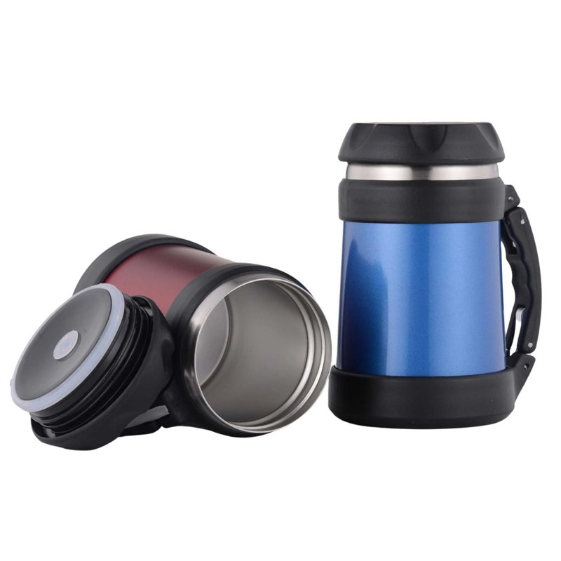 Pot alimentaire en acier inoxydable de 0,5 l Brentwood - Contenant isotherme sous vide à large ouverture, couvercle étanche et poignée, pot chaud et froid à double paroi 16 oz - Rouge