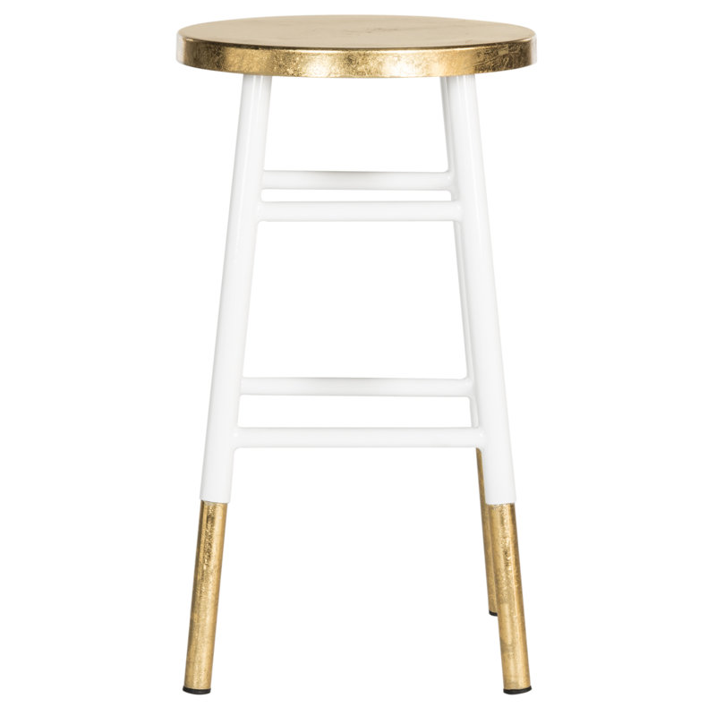 Tabouret de bar et de comptoir Amiaha, Blanc, Tabouret de comptoir (assise de 24 po de hauteur), Or
