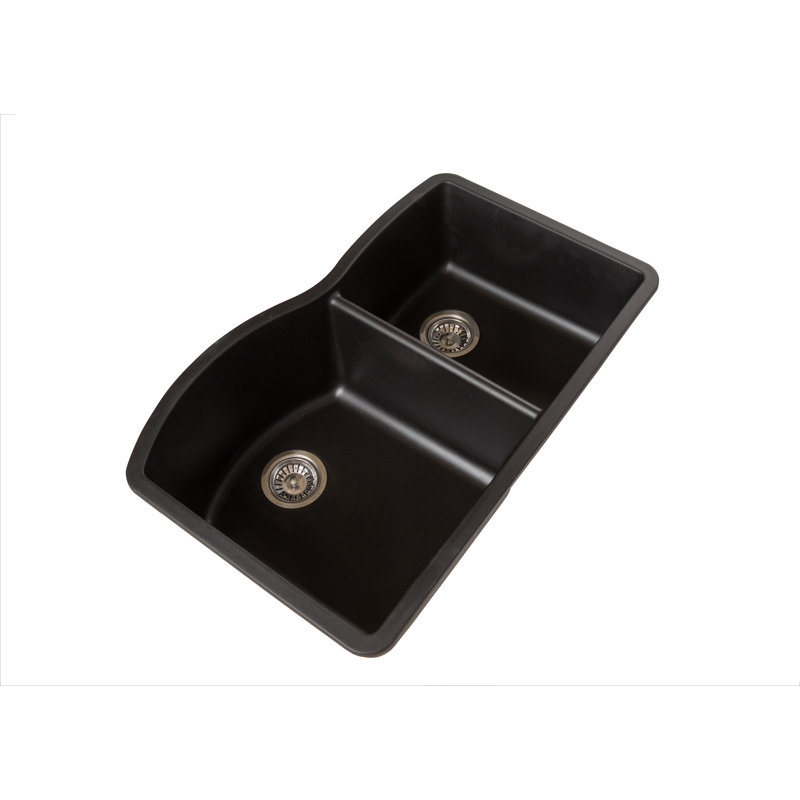 Évier de cuisine à double cuve à montage double L 32 po x l 21 po Titan, Noir