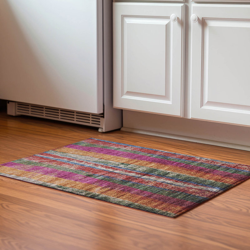 Premium Machine Washable Mayfield AMF1910 Stripes Rug, Rectangle 1'8" x 2'6"