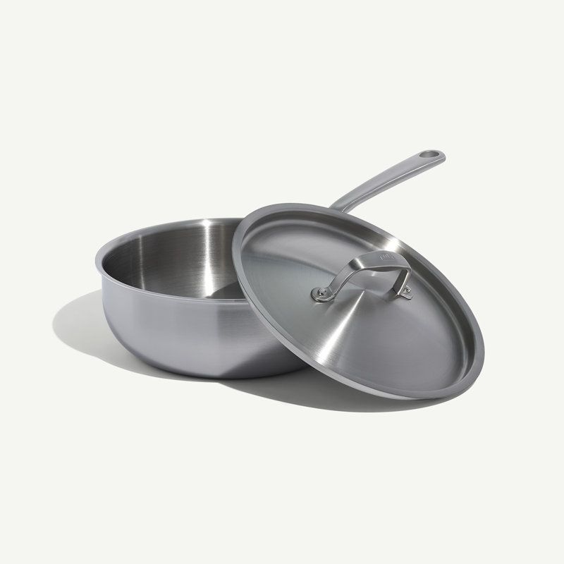 Revêtement en acier inoxydable 3 pintes Saucier avec couvercle, 3,2 pte