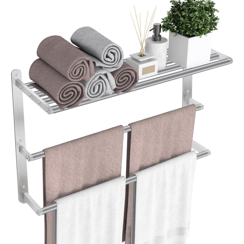 Porte-serviettes pour salle de bain, tablette à serviettes 24 po, Nickel