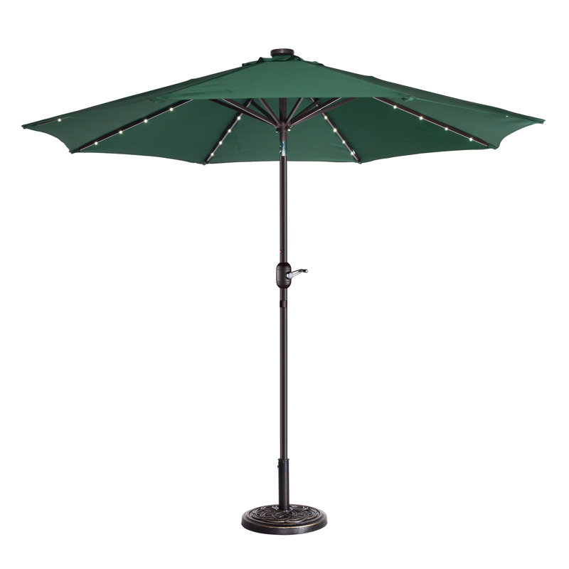 274.32cm Lighted Tilt Market Parasol, Forest Green