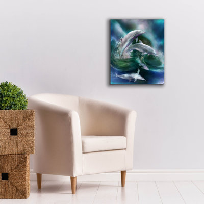 «Dance of the Dolphins» par Carol Cavalaris, art mural sur toile