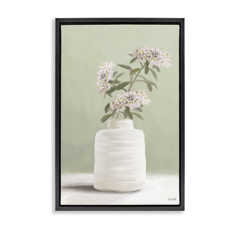 Toile flottante encadrée «Simple Herb Vase» par House Fenway, H 25 po x l 17 po, Cadre flottant noir de jais