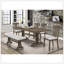 1Pc Light Brown Finish Curved Metal Accents Trestle Base Rectangular Dining Table Wood Wooden Metal Furniture