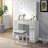 Contemporary Style 1Pc Vanity W/ Stool Set Glass Top Storage Drawers Central Mirror W/ Bulbs USB And Power Outlet